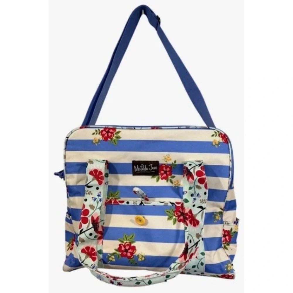 Matilda Jane Floral Diaper Bag Blue Stripe Polka Dot Travel Tote Cottagecore